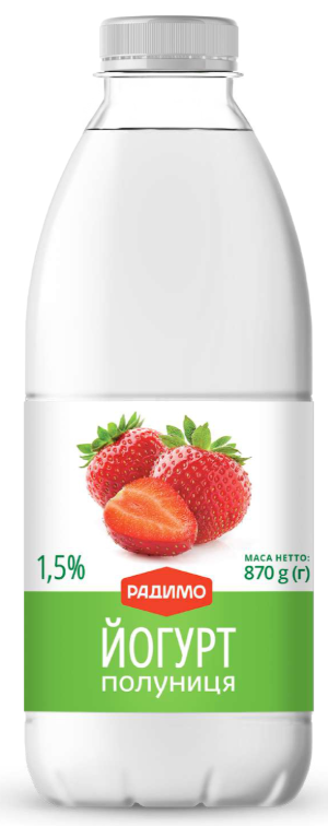 Йогурт Полуниця Лактоімун 1,5% жиру 870 г ПЕТ /РАДИМО/